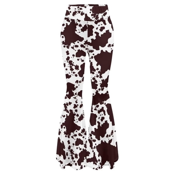 DHFJKG High Waisted Yoga Pants Women Sports Tight Cow Print Flared Leggings Tummy Control Buttery Soft Cozy Trousers