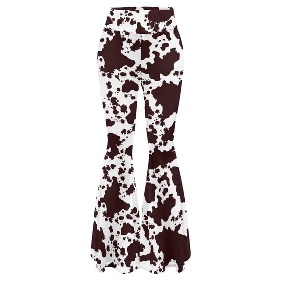 DHFJKG High Waisted Yoga Pants Women Sports Tight Cow Print Flared Leggings Tummy Control Buttery Soft Cozy Trousers