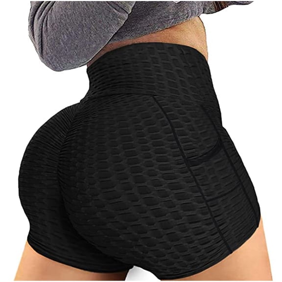 DHFJKG High Waisted Yoga Shorts For Womens With Pockets Solid Color Workout Tight Shorts Athletic Wear