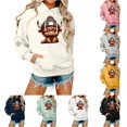 thumbnail image 1 of DHFJKG Hoodie Women Cow Print Cute Hooded Sweatshirt Fall Long Sleeve Drawstring Pullover Tops With Pocket, 1 of 5