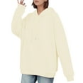 thumbnail image 1 of DHFJKG Hoodies For Women Oversized Plain Sweatshirt Drop Shoulder Loose Fit Long Sleeve Drawstring Casual Pullover Soft Tops, 1 of 4