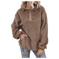 thumbnail image 1 of DHFJKG Hoodies For Women Sweatshirt Quarter Zip Fuffy Long Sleeve Pullover Winter Double-Sided Plush Cozy Tops, 1 of 5