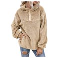 thumbnail image 1 of DHFJKG Hoodies For Women Sweatshirt Quarter Zip Fuffy Long Sleeve Pullover Winter Double-Sided Plush Soft Tops, 1 of 5