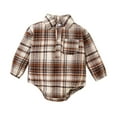 thumbnail image 1 of DHFJKG Baby Plaid Romper Bodysuits Long Sleeve Turndown Collar Button Shirt Gentleman Suit Clothes 3-24 Months Kawaii Onesies, 1 of 9