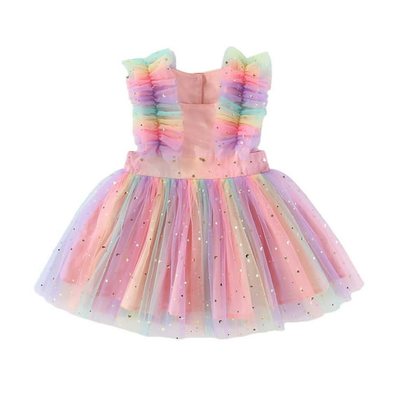 DHFJKG Toddlers Girls Ruffle Dresses Sleeveless Mesh Romper Baby Bodysuits Mini Dress Soft Dresses