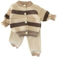 thumbnail image 1 of DHFJKG Baby Boys Sweater Outfits Striped Knit Cardigan Casual Pants Two Piece Set Soft Comfortable Warm Casual Winter Clothes Child Kids Boys Stylish Outfits 0-3 Months, 1 of 7
