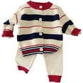thumbnail image 1 of DHFJKG Baby Boys Sweater Outfits Striped Knit Cardigan Casual Pants Two Piece Set Soft Comfortable Warm Casual Winter Clothes Toddler Litter Boys Leisure Outfits 9-12 Months, 1 of 9