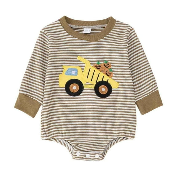 DHFJKG Toddlers Boys Bodysuit Cute Halloween Ghost Embroidery Fashion Stripe Long Sleeve Onesie Baby Onesies Unisex 6-9 Months