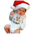 thumbnail image 1 of DHFJKG Toddlers Boys Bodysuit Funny Letter Printed Cute Christmas Santa Long Sleeve Onesie Baby Onesies Unisex 18-24 Months, 1 of 4
