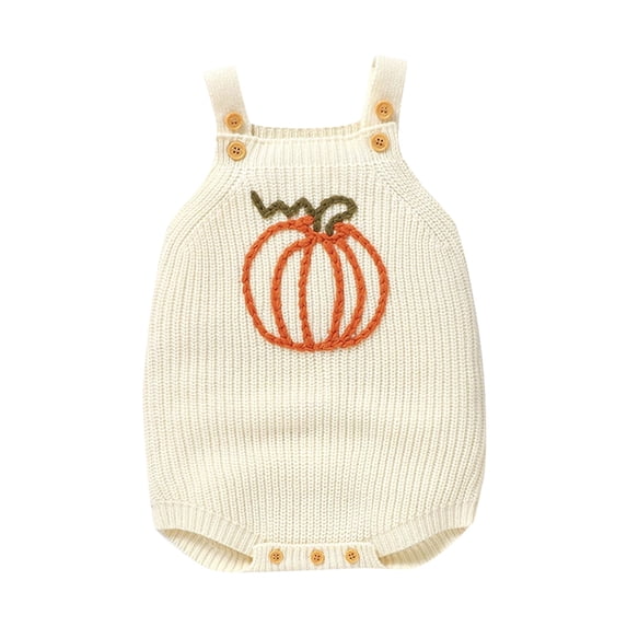 DHFJKG Toddlers Boys Bodysuit Halloween Hand Embroidered Pumpkin Design Soft Sleeveless Onesie Baby Onesies Boy 0-3 Months