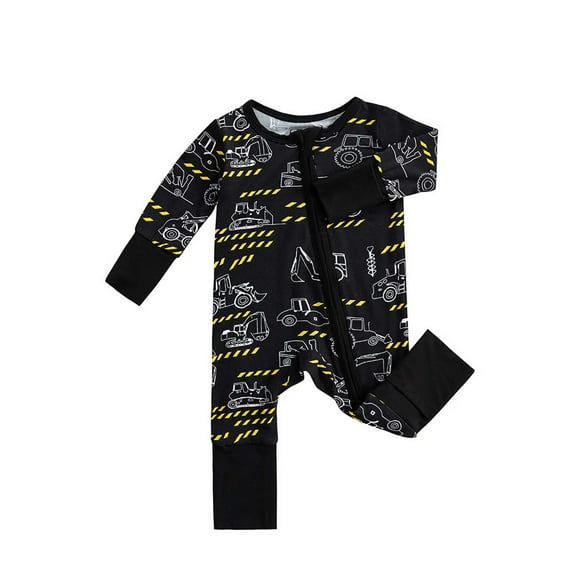 DHFJKG Toddlers Boys Bodysuit Long Sleeve Zipper Cute Cartoon Printed Pajamas Onesie Daily Home Wear Baby Onesies Unisex 9-12 Months