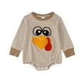 thumbnail image 1 of DHFJKG Toddlers Boys Bodysuit Thanksgiving Turkey Embroidery Striped Long Sleeve Onesie Baby Onesies Boy 12-18 Months, 1 of 7