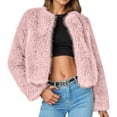 thumbnail image 1 of DHFJKG Jackets For Women Crop Top Fluffy Coat Long Sleeve Round Neck Open Front Thick Jacket Casual Solid Color Comfort Outerwear, 1 of 7