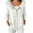 thumbnail image 1 of DHFJKG Jackets For Women Fuzzy Trim Hoodies Solid Color Long Sleeve Loose Fit Drop Shoulder Zipper Jacket Cozy Outerwear, 1 of 6