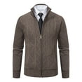 thumbnail image 1 of DHFJKG Jacquard Sweaters Zip Up Cardigan Mens Jacket Slim Fit Long Sleeve Stand Collar Knitted Business Casual Dress Sweater Coat With Pockets Winter Cozy Outerwear, 1 of 4