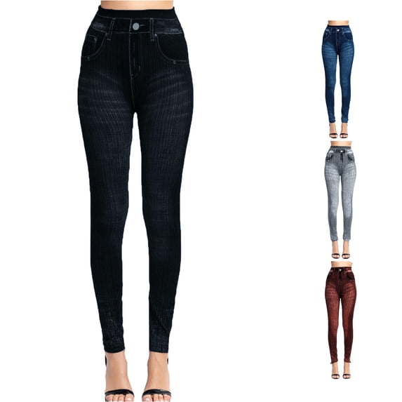 DHFJKG Jean Look Leggings For Women High Waist Denim Printed Seamless Stretchy Buttery Soft Yoga Leggings