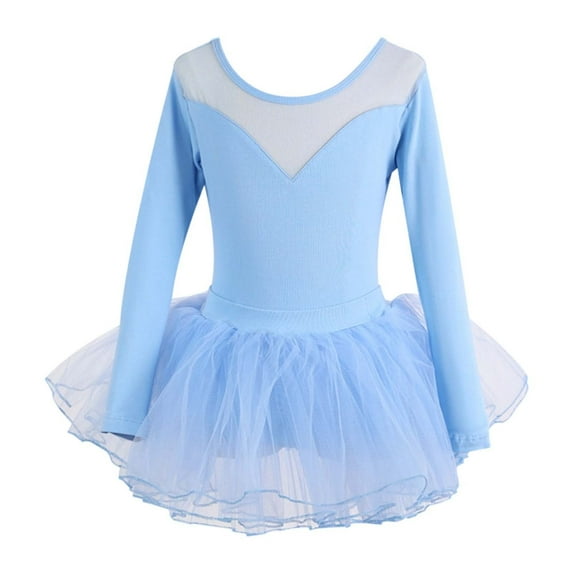 DHFJKG Kid Girls Ballet Leotard Skirted Toddler Long Sleeve Mesh Dance Tutu Dresses Size 1-15 Years Cozy Dresses