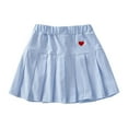 thumbnail image 1 of DHFJKG Kid Girls Pleated Skirts Preppy Style A-Line Skater Mini Skirt Heart Embroidery Elastic Waist Cozy Skirt, 1 of 8