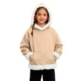 thumbnail image 1 of DHFJKG Kids Boy Girl Fuzzy Trim Hoodies Pullover Long Sleeve Hooded Sweatshirt Top With Front Pocket For Daily Outdoor Wear Casual Jumper Tops, 1 of 9