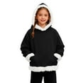 thumbnail image 1 of DHFJKG Kids Boy Girl Fuzzy Trim Hoodies Pullover Long Sleeve Hooded Sweatshirt Top With Front Pocket For Daily Outdoor Wear Cozy Jumper Tops, 1 of 9