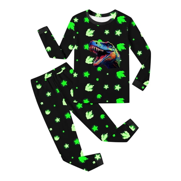 DHFJKG Kids Boys 2 Piece Outfits Dinasour Long Sleeve Round Neck Top Pants Casual Daily Wear Child 3-14 Years Home Clothes Cozy Outfit