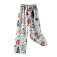 thumbnail image 1 of DHFJKG Kids Christmas Flannel Casual Pants Fuzzy Cartoon Print Winter Warm Bottoms Loose Fit Wide Leg Elastic Waist Holiday Trousers, 1 of 5