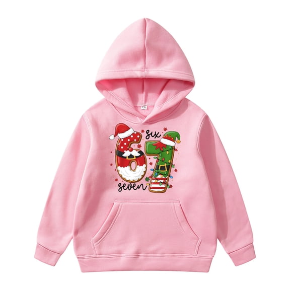 DHFJKG Kids Christmas Sweatshirt 67 Shirt Hoodies Girls Boys Long Sleeve Festive Printed Loose Fit Pullover Comfort Tops