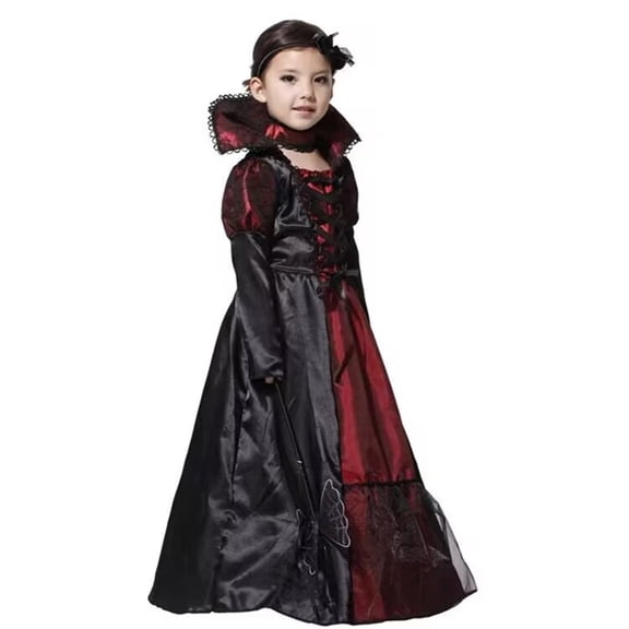 DHFJKG Kids Girls Halloween Dress Long Sleeve Fashion Elegant Gothic Dresses With Carnival Party Wear Vacation Dresses For Girl 2025 3-4 Years