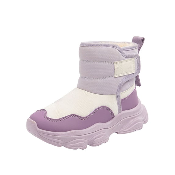 DHFJKG Kids Snow Boots Waterproof Winter Ankle Boots Insulated Fuzzy Lining Hook And Loop Booties Cold Weather Gear Comfort Shoes