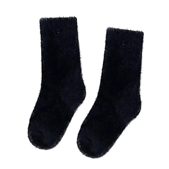DHFJKG Kids Toddlers Fuzzy Crew Socks Fluffly Shaggy Solid Color Warm Indoor Outdoor Mid Calf Socks Autumn Winter Comfort Stockings