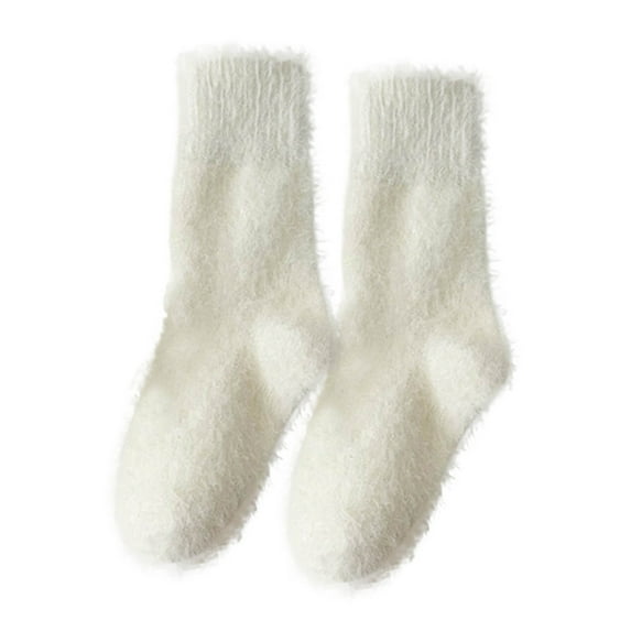 DHFJKG Kids Toddlers Fuzzy Crew Socks Fluffly Shaggy Solid Color Warm Indoor Outdoor Mid Calf Socks Autumn Winter Soft Stockings