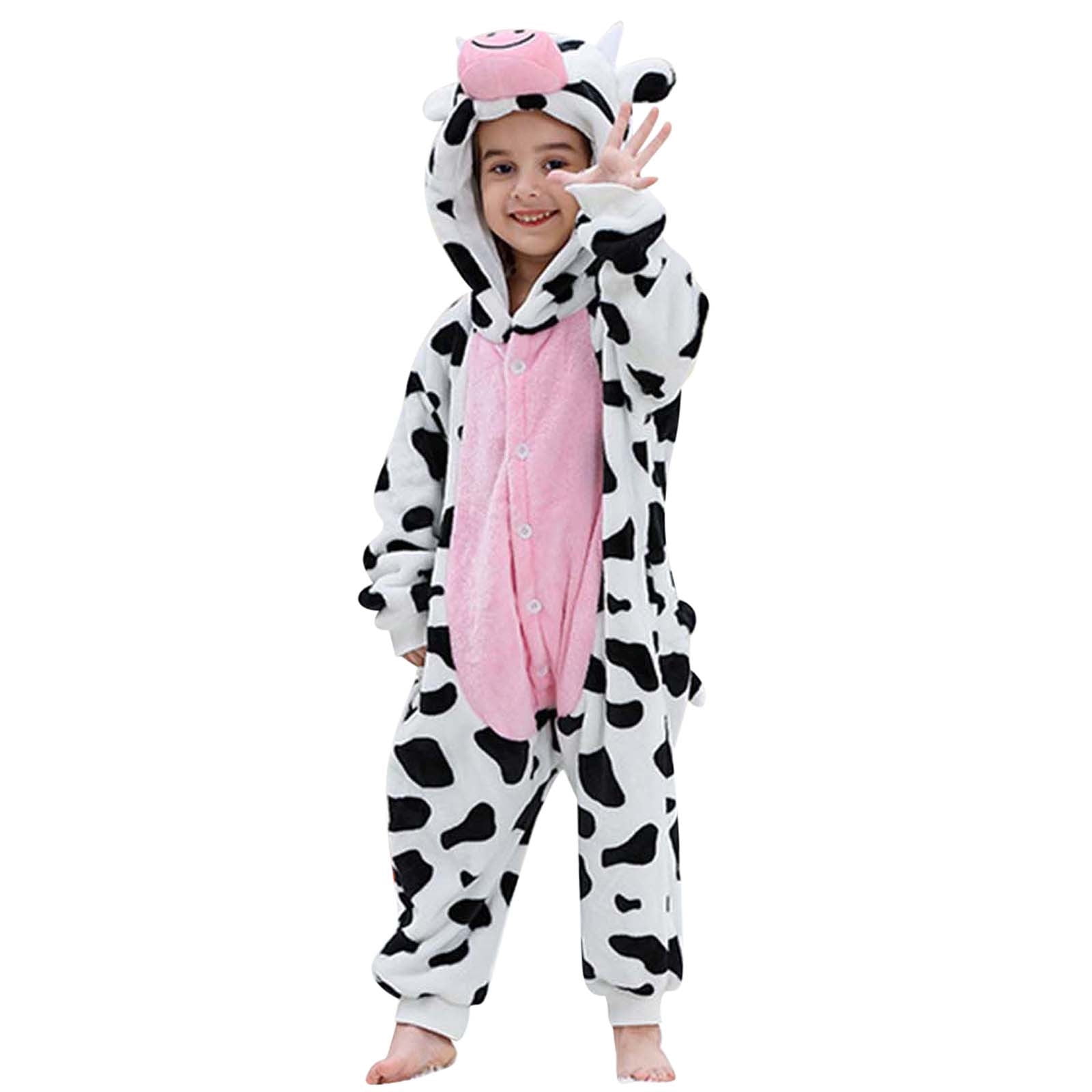 DHFJKG Kids Unisex Animals Fuzzy Onesie Children With Ears Hood Fluffly Shaggy Long Sleeve Button Down Jumpsuits For Boys Girls Children 3-12 Years Home Relaxation Soft One-Pieces