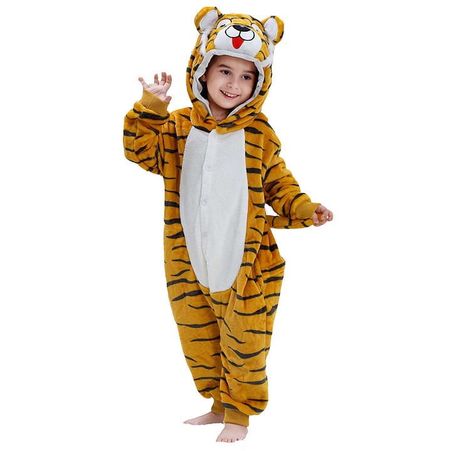 DHFJKG Kids Unisex Animals Fuzzy Onesie Children With Ears Hood Fluffly Shaggy Long Sleeve Button Down Jumpsuits For Boys Girls Children 3-12 Years Home Relaxation Cute One-Pieces