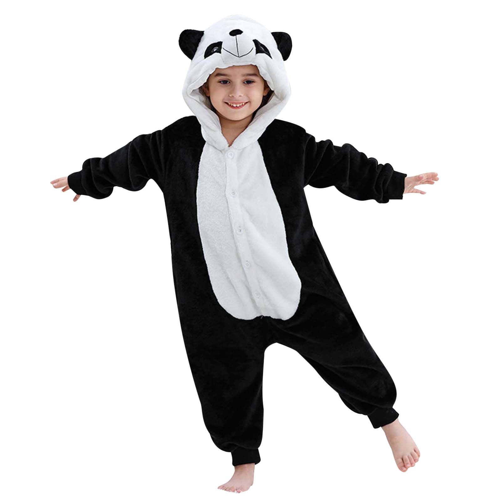DHFJKG Kids Unisex Animals Fuzzy Onesie Children With Ears Hood Fluffly Shaggy Long Sleeve Button Down Jumpsuits For Boys Girls Children 3-12 Years Home Relaxation Lovely Onesies