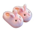 thumbnail image 1 of DHFJKG Kids Winter Fuzzy Closed-Back Slippers Warm Cute Rabbit Shape Cartoon Character Critter Flat Bottom Rubber Sole Soft House Slippers, 1 of 4