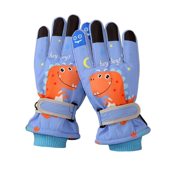 DHFJKG Kids Winter Waterproof Snow Ski Gloves For Boys Girls Thermal Insulated Cartoon Print Design For Outdoor Play Skiing Cold Weather Comfort Windproof Mitten
