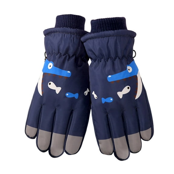 DHFJKG Kids Winter Waterproof Snow Ski Gloves For Boys Girls Thermal Insulated Cartoon Print Design For Outdoor Play Skiing Cold Weather Comfort Windproof Mitten