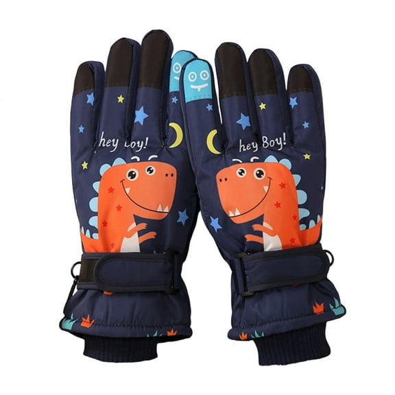 DHFJKG Kids Winter Waterproof Snow Ski Gloves For Boys Girls Thermal Insulated Cartoon Print Design For Outdoor Play Skiing Cold Weather Cozy Windproof Mitten
