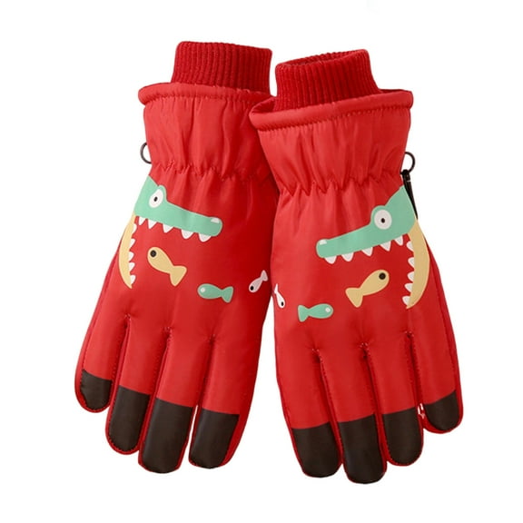 DHFJKG Kids Winter Waterproof Snow Ski Gloves For Boys Girls Thermal Insulated Cartoon Print Design For Outdoor Play Skiing Cold Weather Versatile Windproof Mitten