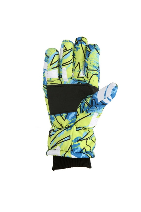 Kids Winter Windproof Ski Gloves Dinasour Printed Snow Skating Snowboarding Windproof Warm Gloves For 4-12 Years Old Outdoor Soft Mitten