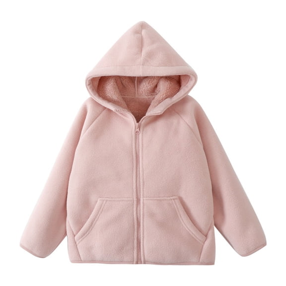 DHFJKG Kids Zip Up Hoodie Sweatshirt Unisex Soft Fuzzy Lining Jacket With Pockets Warm Coat For Boy Girl 3-13 Years Fluffy Casual Outerwear