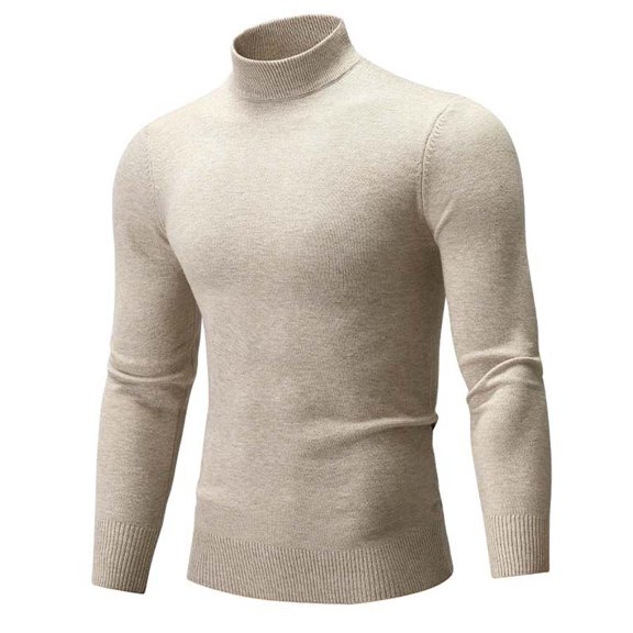 DHFJKG Knit Sweater For Men Turtleneck Base Layer Top Solid Color Slim Fit Long Sleeve Pullover Bottoming Shirt Fall Winter Soft Jumper Tops