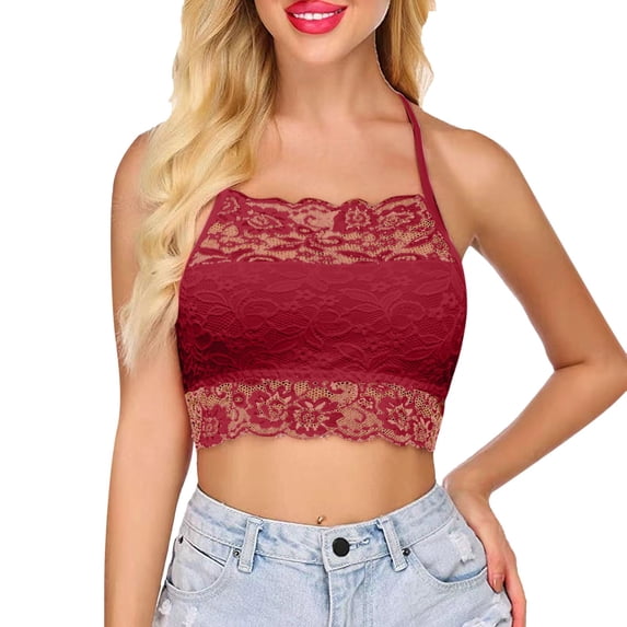 DHFJKG Lace Camisole Tops For Women Solid Color Cropped Adjustable Spaghetti Strap Square Neck Sexy Hallow Out Trendy Tops