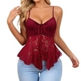 thumbnail image 1 of DHFJKG Lace Camisoles For Women Tank Tops Sleeveless V Neck Sexy Slim Fit Backless Adjustable Spaghetti Straps Flared Hem Cami Shirts Soft Top, 1 of 5