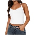 thumbnail image 1 of DHFJKG Lace Trim Camisole For Women Halter Crop Tank Tops Summer Scoop Neck Going Out Slim Fit Fashion Clothes Stylish Top, 1 of 9