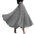 thumbnail image 1 of DHFJKG Layered Long Skirts For Women High Waist Flowy Mesh Party Dress Flared Ruffled Hem Solid Color Stylish Skirt, 1 of 4