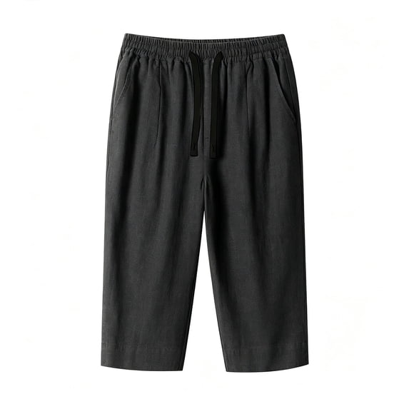DHFJKG Linen Capri Pants For Women Lightweight Relaxed Fit Straight Leg Drawstring Waist Joggers Cropped Pants