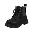 thumbnail image 1 of DHFJKG Little Big Kids Girls Ankle Boots Leather Upper Side Zipper Lace Up Solid Color Classic Booties Versatile Shoes, 1 of 6