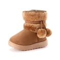 thumbnail image 1 of DHFJKG Little Big Kids Girls Snow Boots Fuzzy Lining Insulated Pom-Pom Design Non-Slip Slip-On Ankle Boots Cold Weather Winter Gear Trendy Shoes, 1 of 7