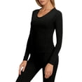 thumbnail image 1 of DHFJKG Long Johns For Women Thermal Underwear Wool Base Layer Set Fuzzy Lining Slim Fit Scoop Neck Tops Tight Leggings Solid Color Outfits Classic 2 Piece Sets, 1 of 5